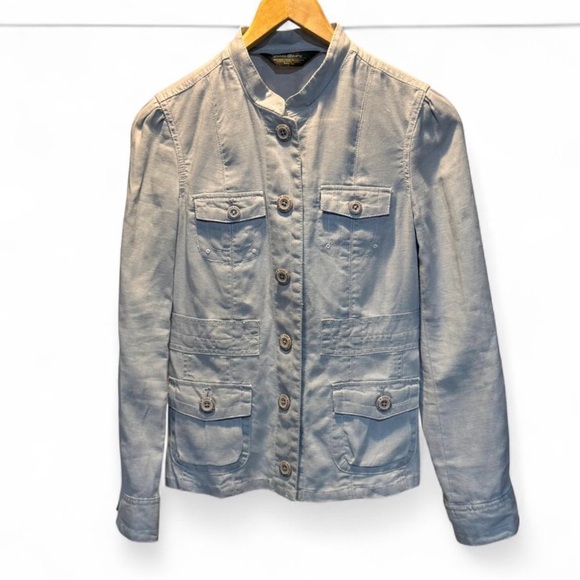 Eddie Bauer Linen Utility Jacket Gray Size Small P-P17” Length 23.5” - Picture 4 of 7